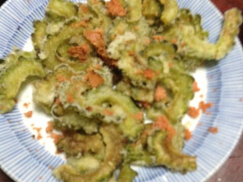 ゴーヤチップスの焼き明太子和え